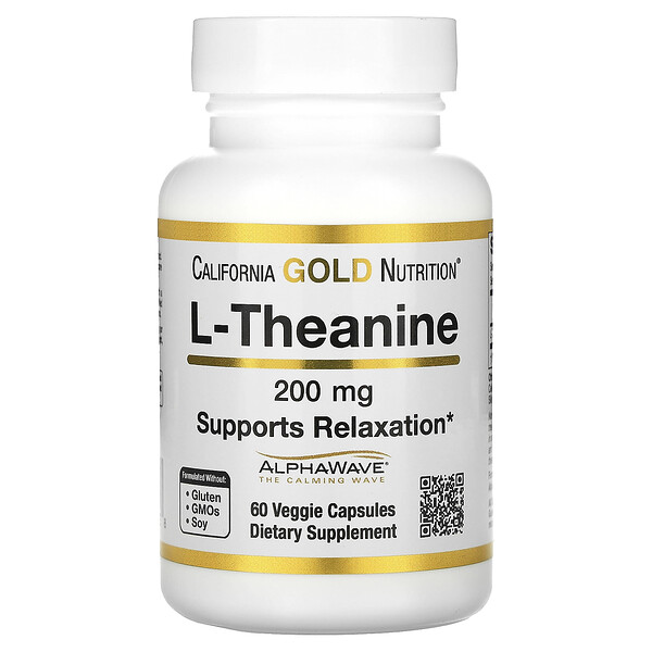 L-теанин, 200 мг, 60 растительных капсул California Gold Nutrition