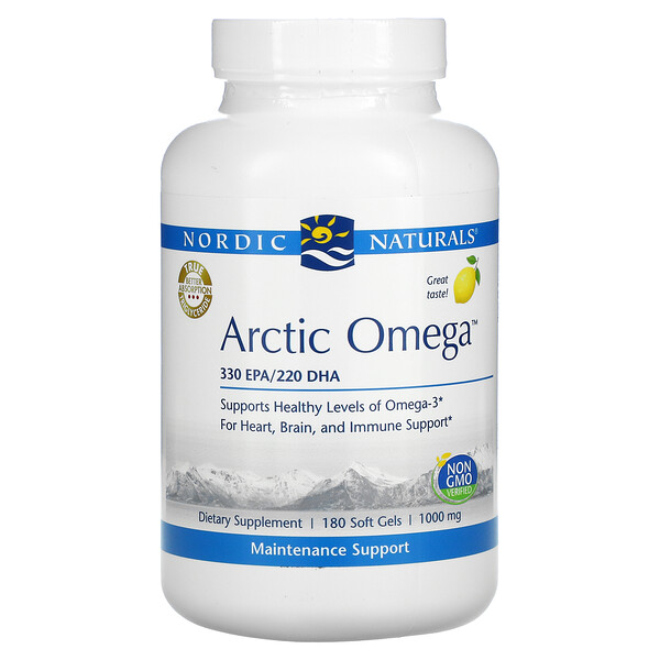 Arctic Omega, Лимон, 1000 мг, 180 мягких капсул - Nordic Naturals Nordic Naturals