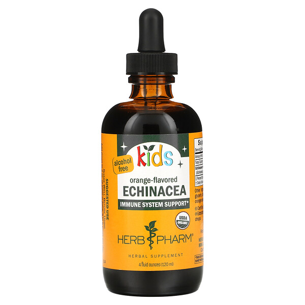 Kids Echinacea, без спирта, апельсин, 4 жидких унции (120 мл) Herb Pharm