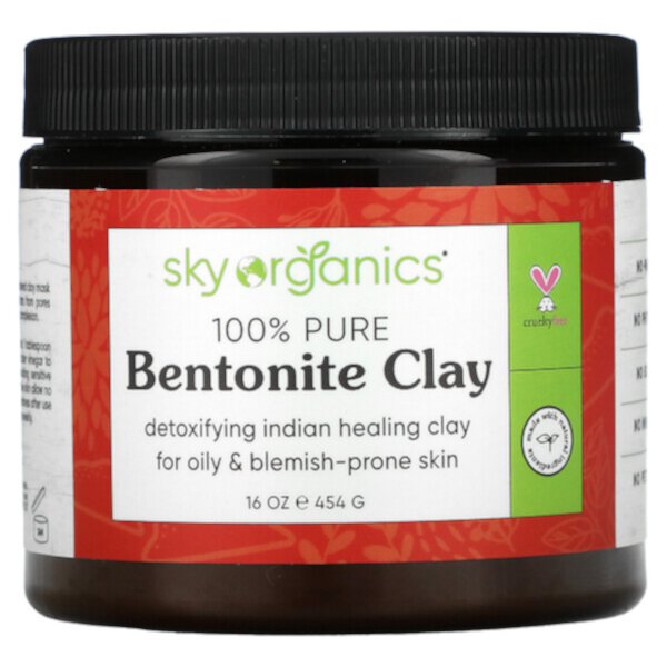 100% чистая бентонитовая глина, 16 унций (454 г) Sky Organics