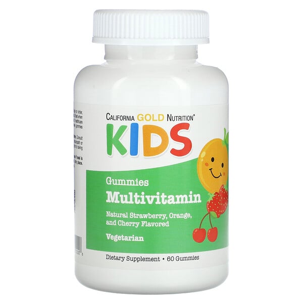 Детские мультивитаминные жевательные конфеты, вкус ягод и фруктов, 60 жевательных конфет California Gold Nutrition