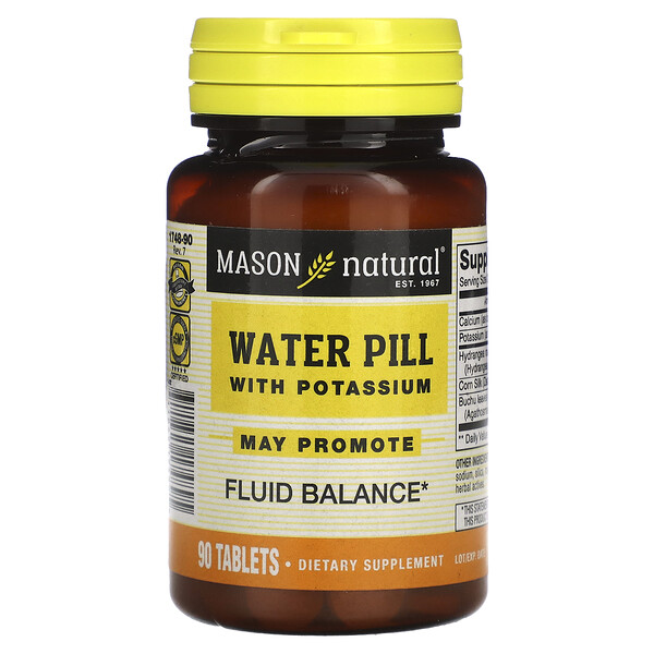 Water Pill with Potassium, 90 Tablets (Таблетки) Mason Natural