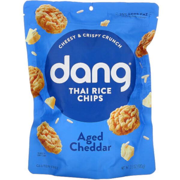 Тайские рисовые чипсы, выдержанный чеддер, 3,5 унции (100 г) Dang