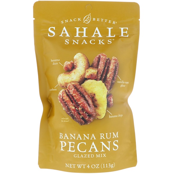 Glazed Mix, бананово-ромовые орехи пекан, 4 унции (113 г) Sahale Snacks