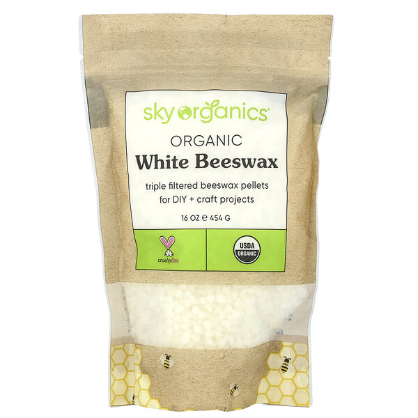 Organic White Beeswax, 16 oz (Унции) (454 g) Sky Organics