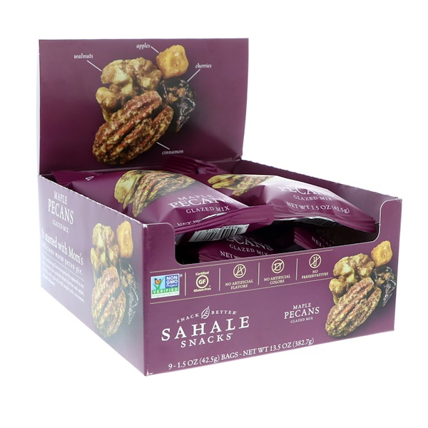 Глазированная смесь, кленовые орехи пекан, 9 упаковок по 1,5 унции (42,5 г) каждая Sahale Snacks