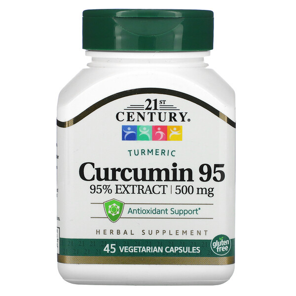 Куркумин 95, 500 мг, 45 вегетарианских капсул 21st Century
