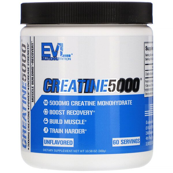 CREATINE5000, без вкуса, 10,58 унций (300 г) EVLution Nutrition