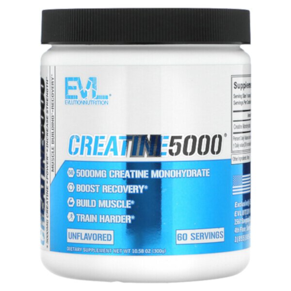 CREATINE5000, без вкуса, 10,58 унций (300 г) EVLution Nutrition