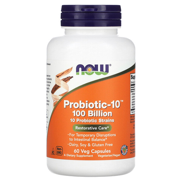 Probiotic-10 - 100 Миллиардов - 60 Растительных Капсул - NOW Foods NOW Foods