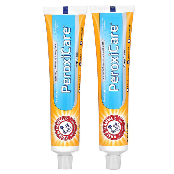 PeroxiCare, Deep Clean, зубная паста против кариеса с фтором, чистая мята, двойная упаковка, 6,0 унций (170 г) каждая Arm & Hammer