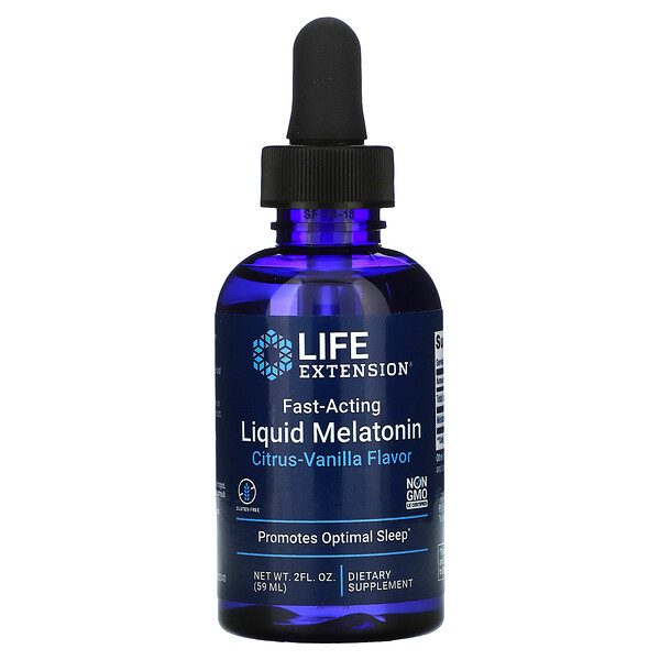 Быстродействующий жидкий мелатонин, цитрусово-ванильный, 2 жидких унции (59 мл) Life Extension