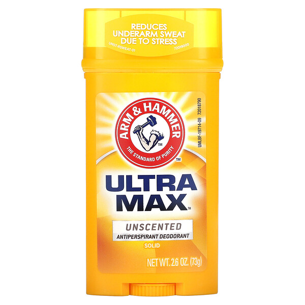 UltraMax, Твердый дезодорант-антиперспирант для мужчин, без запаха, 2,6 унции (73 г) Arm & Hammer