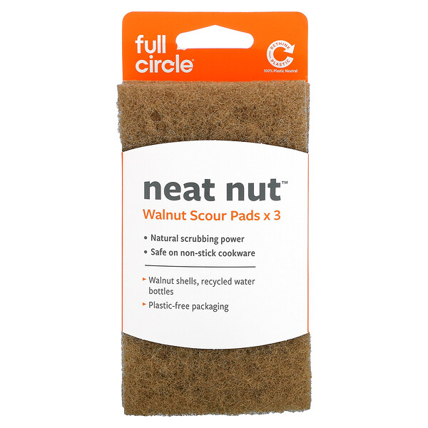 Neat Nut, Чистящие салфетки из скорлупы грецкого ореха, 3 шт. в упаковке Full Circle