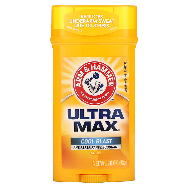 UltraMax, Твердый дезодорант-антиперспирант для мужчин, Cool Blast, 2,6 унции (73 г) Arm & Hammer