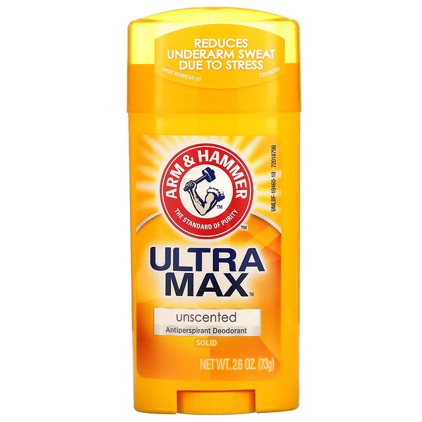 UltraMax, Твердый дезодорант-антиперспирант, без запаха, 2,6 унции (73 г) Arm & Hammer