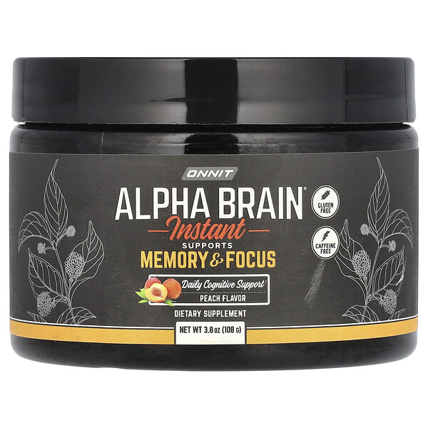 Alpha Brain Instant, без кофеина, персик, 3,8 унции (108 г) Onnit