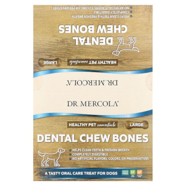 Dental Chew Bones, Большие, для собак, 12 костей, 2,08 унции (59 г) каждая Dr. Mercola