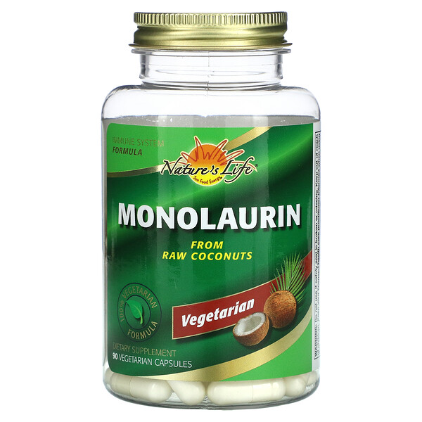 Монолаурин, 90 вегетарианских капсул Nature's Life