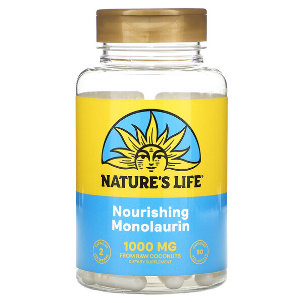 Питательный монолаурин, 1000 мг, 90 капсул (500 мг в капсуле) Nature's Life