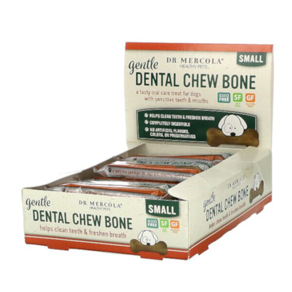 Gentle Dental Chew Bone, Small, для собак, 12 костей, 0,67 унции (19 г) каждая Dr. Mercola