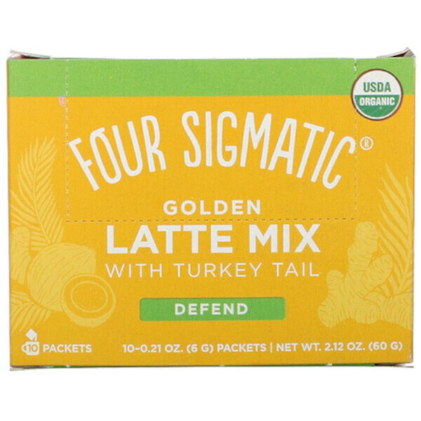 Смесь Golden Latte Mix с хвостом индейки, 10 пакетиков по 0,21 унции (6 г) каждый Four Sigmatic