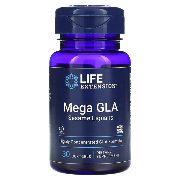 Мега-ГЛК кунжутные лигнаны, 30 мягких желатиновых капсул Life Extension
