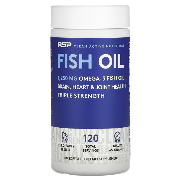 Рыбий жир, 1250 мг омега-3, 120 мягких таблеток RSP Nutrition