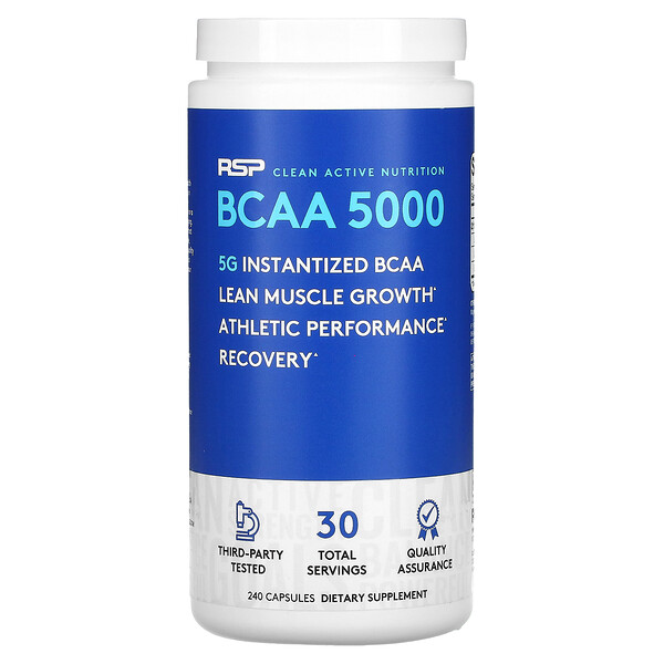 BCAA 5000, ВСАА быстрого приготовления, 240 капсул RSP Nutrition