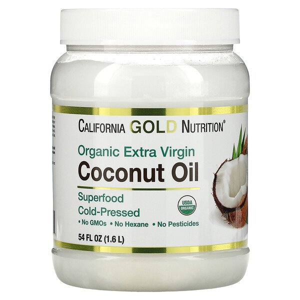 Органическое кокосовое масло первого отжима холодного отжима, 54 жидких унции (1,6 л) California Gold Nutrition
