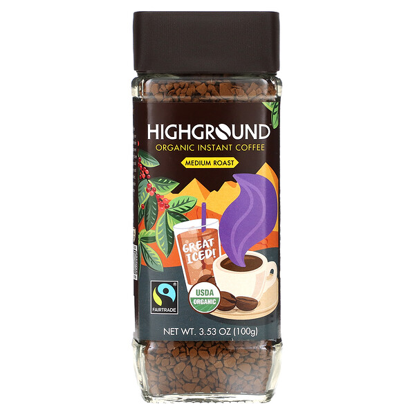 Органический растворимый кофе средней обжарки, 3,53 унции (100 г) Highground Coffee