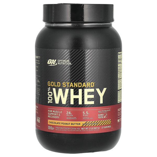 Gold Standard 100% Whey, Шоколадное арахисовое масло, 2 фунта (907 г) Optimum Nutrition