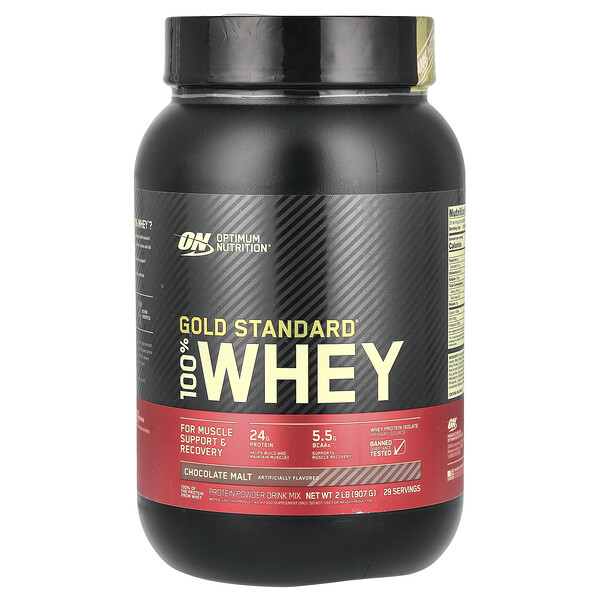 Gold Standard 100% Whey, шоколадный солод, 2 фунта (907 г) Optimum Nutrition