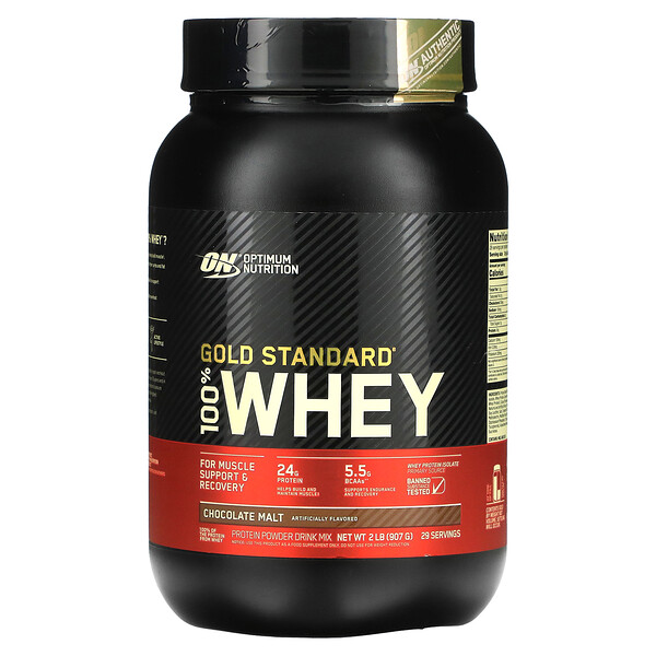 Gold Standard 100% Whey, шоколадный солод, 2 фунта (907 г) Optimum Nutrition