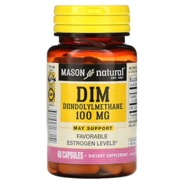 DIM Дииндолилметан, 100 мг, 60 капсул Mason Natural