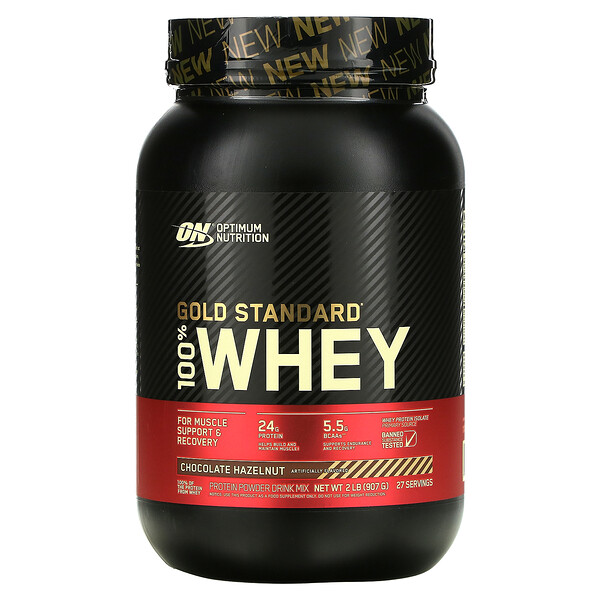 Gold Standard 100% Whey, шоколадный фундук, 2 фунта (907 г) Optimum Nutrition