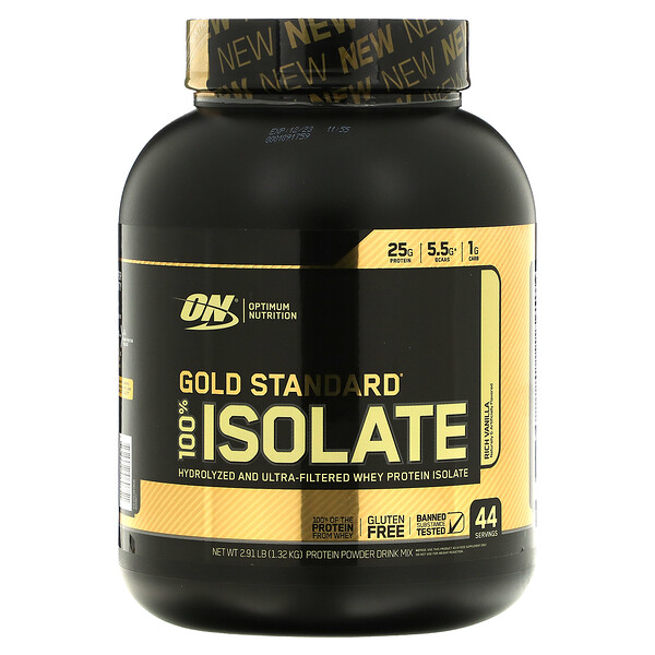 Gold Standard 100% Isolate, насыщенная ваниль, 2,91 фунта (1,32 кг) Optimum Nutrition