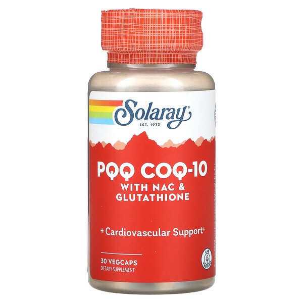 PQQ, CoQ-10 с NAC и глутатионом, 30 растительных капсул Solaray