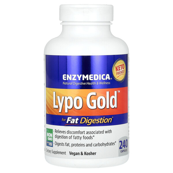 Lypo Gold, для переваривания жиров, 240 капсул Enzymedica