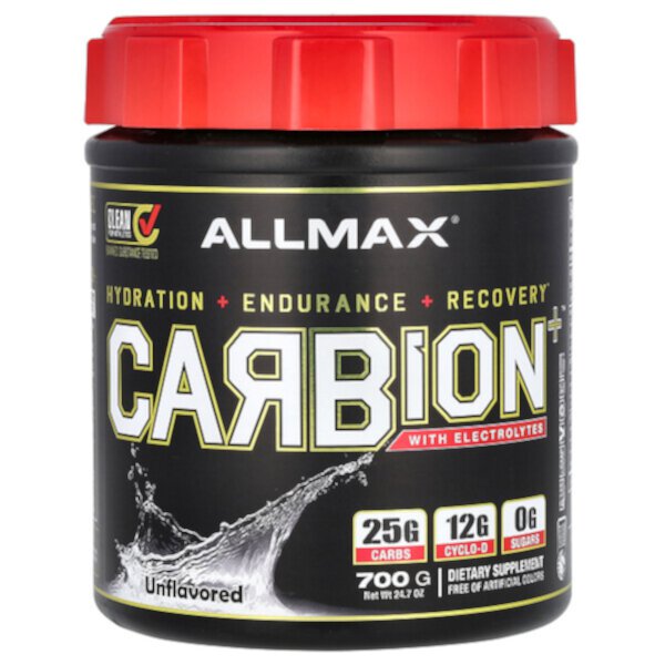 CARBION+ с электролитами, 700 г, 25 г углеводов, без сахара, веганский Allmax