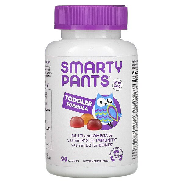 Toddler Formula, мультивитамины и омега-3, виноград, апельсин и черника, 90 жевательных конфет SmartyPants