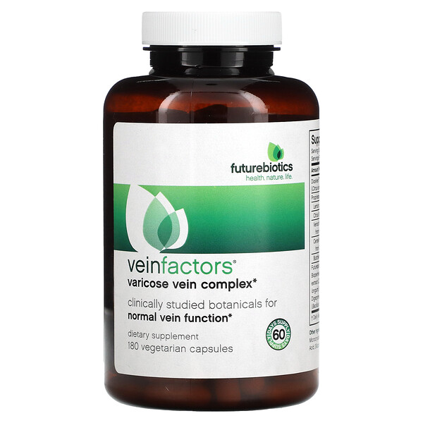 VeinFactors, Комплекс для лечения варикозного расширения вен, 180 вегетарианских капсул FutureBiotics