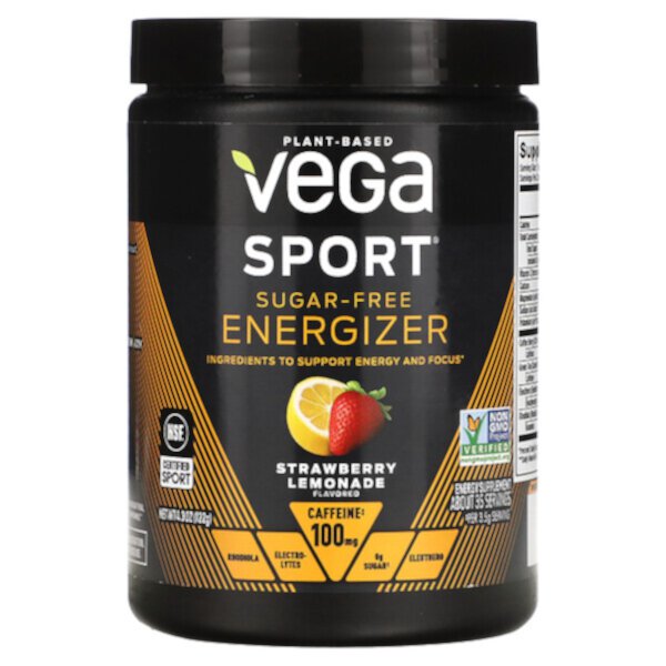  Энергетик без сахара, клубничный лимонад, 4,3 унции (122 г) Vega