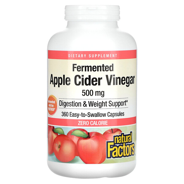Яблочный уксус, 500 мг, 360 капсул Natural Factors