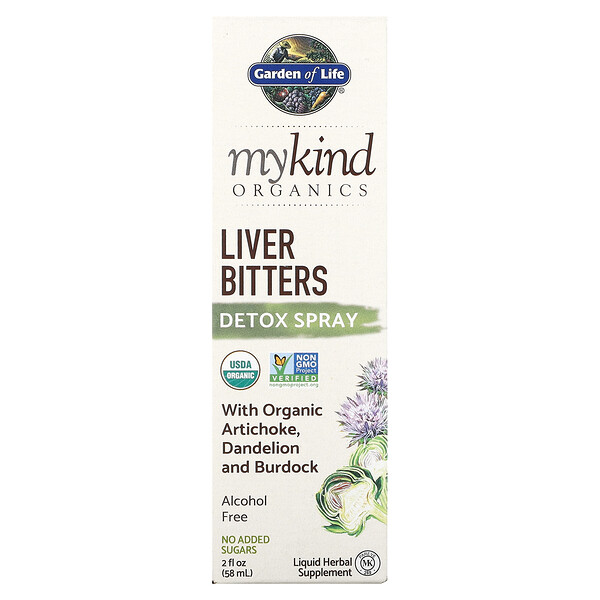 MyKind Organics, Детокс-спрей для печени, без спирта, 2 жидких унции (58 мл) Garden of Life