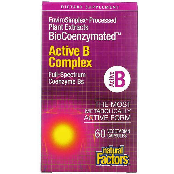 BioCoenzymated, активный комплекс B, 60 вегетарианских капсул Natural Factors