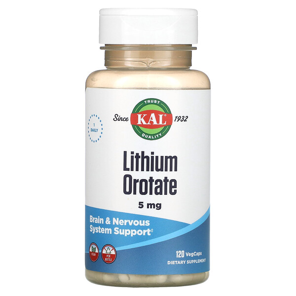 Лития оротат, 5 мг, 120 растительных капсул KAL