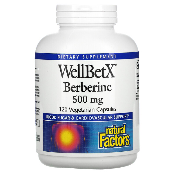 WellBetX, Берберин, 500 мг, 120 вегетарианских капсул Natural Factors