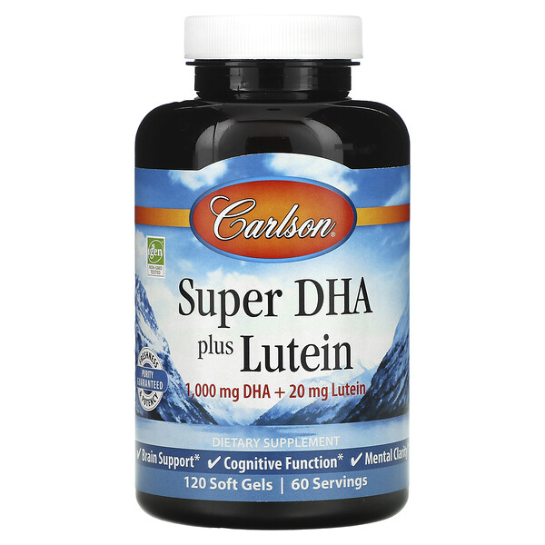 Super DHA Plus Lutein - 1000 мг DHA + 20 мг Лютеина - 120 Желатиновых Капсул - Carlson Carlson