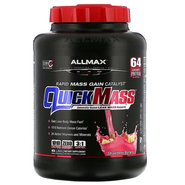 Quick Mass, Катализатор быстрого набора массы, клубнично-банановый, 6 фунтов (2,72 кг) ALLMAX Nutrition